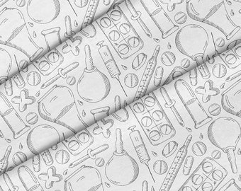 Medical Tools Theme Fabric, Premium Quality Fabric - For Quilting, DIY, Crafting Perfect For All Your Projects.