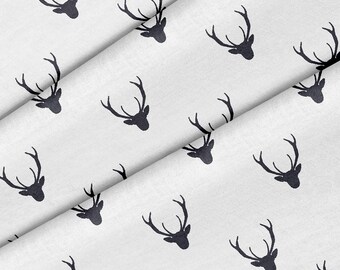 Deer Head Theme Fabric, Premium Quality Fabric - For Quilting, DIY, Crafting Perfect For All Your Projects.