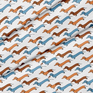 Cartoon Dachshunds Dog Theme Fabric, Premium Quality Fabric - For Quilting, DIY, Crafting Perfect For All Your Projects.