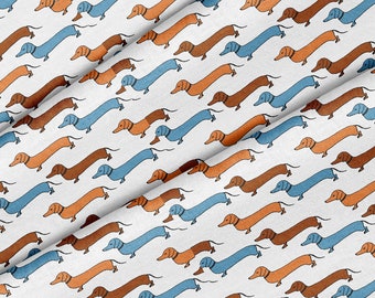 Cartoon Dachshunds Dog Theme Fabric, Premium Quality Fabric - For Quilting, DIY, Crafting Perfect For All Your Projects.