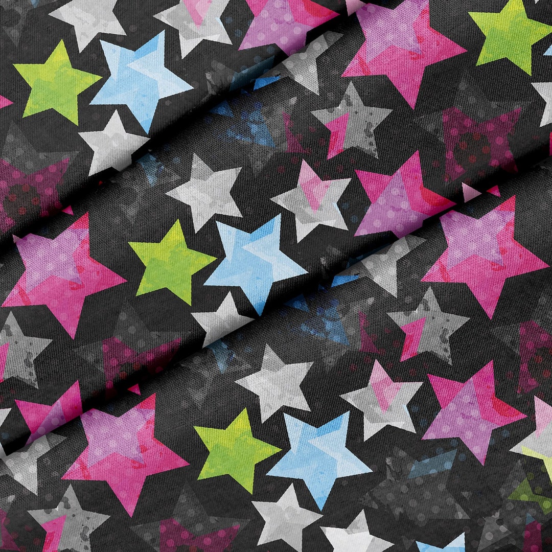 Colorful Stars Theme Fabric, Premium Quality Fabric - for Quilting, DIY ...