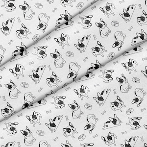 Cute French Bulldog Theme Fabric, Premium Quality Fabric - For Quilting, DIY, Crafting Perfect For All Your Projects.