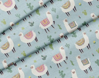 Llama Alpaca Cactus Theme Fabric, Premium Quality Fabric - For Quilting, DIY, Crafting Perfect For All Your Projects.