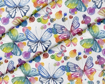 Butterflies And Bubbles Theme Fabric, Premium Quality Fabric - For Quilting, DIY, Crafting Perfect For All Your Projects.