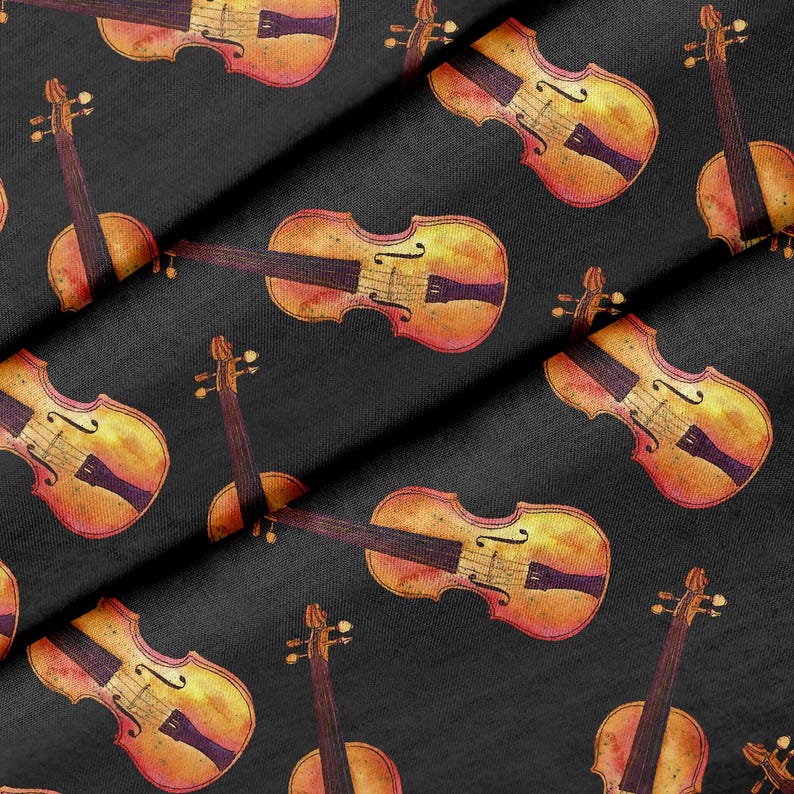 Violin Pattern Material Violin Instrument Design Theme Fabric, Premium Quality Fabric - for ...