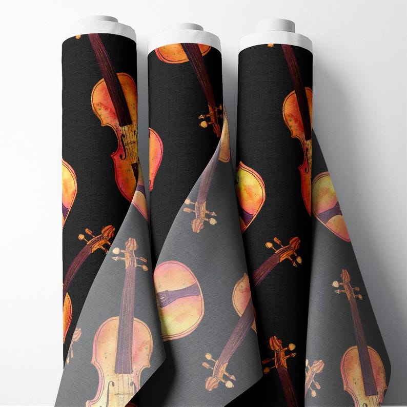 Violin Pattern Material Violin Instrument Design Theme Fabric, Premium Quality Fabric - for ...