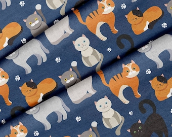 Adorable Cat Theme Fabric, Premium Quality Fabric - For Quilting, DIY, Crafting Perfect For All Your Projects.