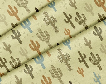Fun Western Cactus Theme Fabric, Premium Quality Fabric - For Quilting, DIY, Crafting Perfect For All Your Projects.