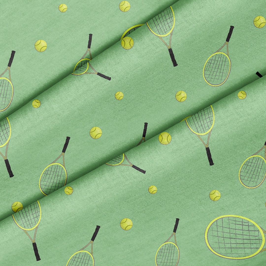 Cloth Racket Tennis Racket Ball Theme Fabric, Premium Quality Fabric - for Quilting ...