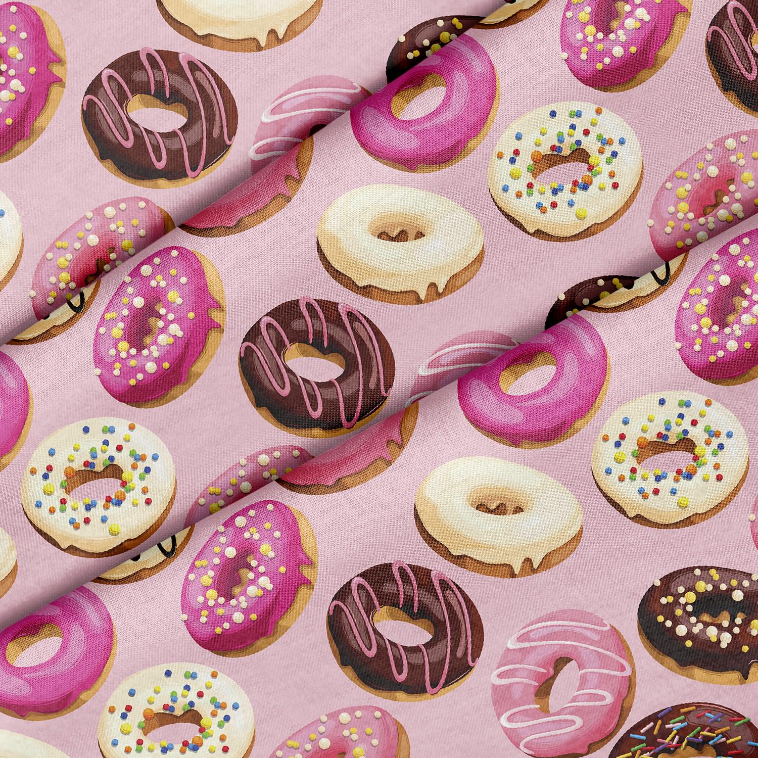 Glazed Donut Theme Fabric, Premium Quality Fabric - For Quilting, DIY, Crafting Perfect For All Your Projects.
