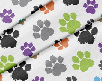 Colorful Paw Prints Theme Fabric, Premium Quality Fabric - For Quilting, DIY, Crafting Perfect For All Your Projects.