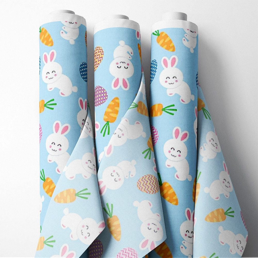 Easter Egg Bunny Theme Fabric, Premium Quality Fabric - for Quilting ...