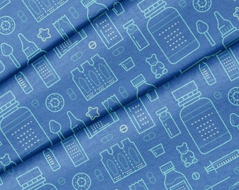 Drugstore Pharmacy Theme Fabric, Premium Quality Fabric - For Quilting, DIY, Crafting Perfect For All Your Projects.