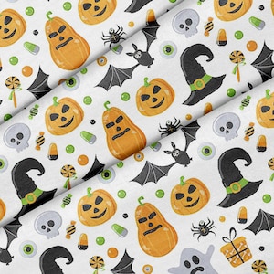 Halloween Witch Pumpkin Theme Fabric, Premium Quality Fabric - For Quilting, DIY, Crafting Perfect For All Your Projects.
