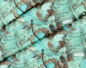 Exotic Watercolor Leaves Theme Fabric, Premium Quality Fabric - For Quilting, DIY, Crafting Perfect For All Your Projects.