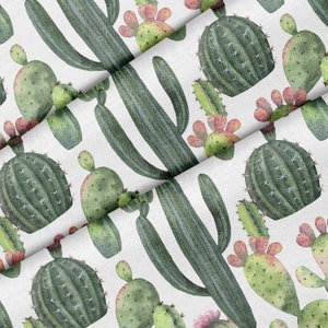 Tessuto a tema succulento cactus acquerello, tessuto di qualità premium - per quilting, fai da te, artigianato perfetto per tutti i tuoi progetti.