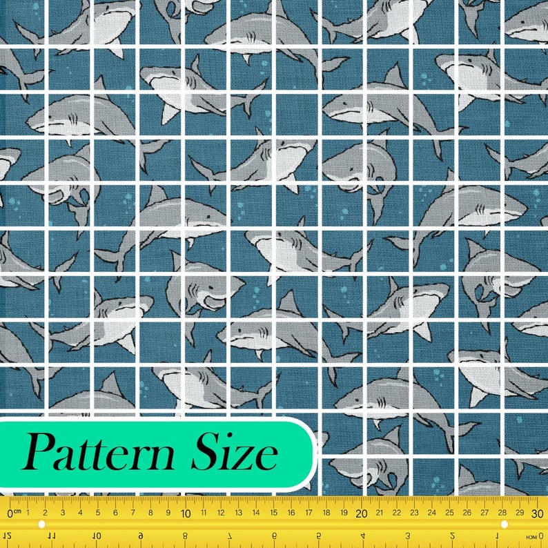 Cartoon Shark Theme Fabric, Premium Quality Fabric - for Quilting, DIY ...
