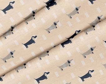 Scandinavian Dachshund Dog Theme Fabric, Premium Quality Fabric - For Quilting, DIY, Crafting Perfect For All Your Projects.