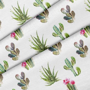 Tessuto a tema cactus succulenti, tessuto di qualità premium - per quilting, fai da te, artigianato perfetto per tutti i tuoi progetti.
