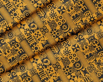 African Adinkra Theme Fabric, Premium Quality Fabric - For Quilting, DIY, Crafting Perfect For All Your Projects.