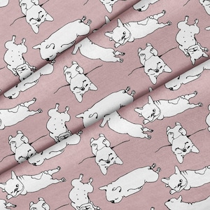 Happy French Bulldog Theme Fabric, Premium Quality Fabric - For Quilting, DIY, Crafting Perfect For All Your Projects.