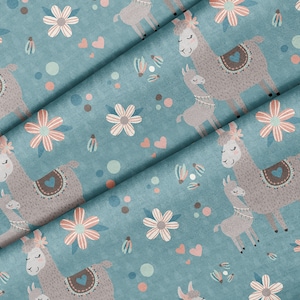 Mama Llama Theme Fabric, Premium Quality Fabric - For Quilting, DIY, Crafting Perfect For All Your Projects.