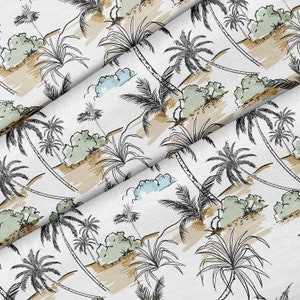 Tecido temático Island Palm Trees, tecido de qualidade premium – para quilting, faça você mesmo, artesanato perfeito para todos os seus projetos.