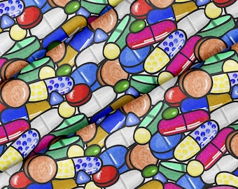Medicine Pills Capsule Theme Fabric, Premium Quality Fabric - For Quilting, DIY, Crafting Perfect For All Your Projects.
