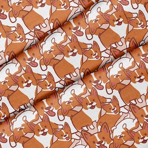 Tecido com tema de cachorro Corgi de desenho animado, tecido de qualidade premium - para quilting, faça você mesmo, artesanato, perfeito para todos os seus projetos.
