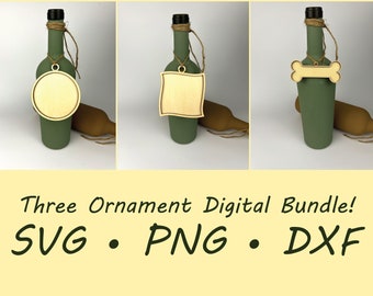 3 Ornament SVG Bundle - Laser Cut File for Laser Engraver (svg, png, dxf)