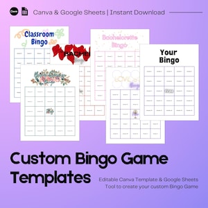 Juego de bingo personalizado / Plantilla de diseño y tarjetas únicas