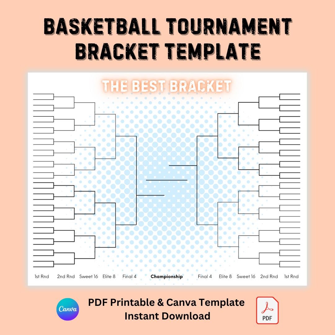 Basketball Tournament Bracket Template Etsy