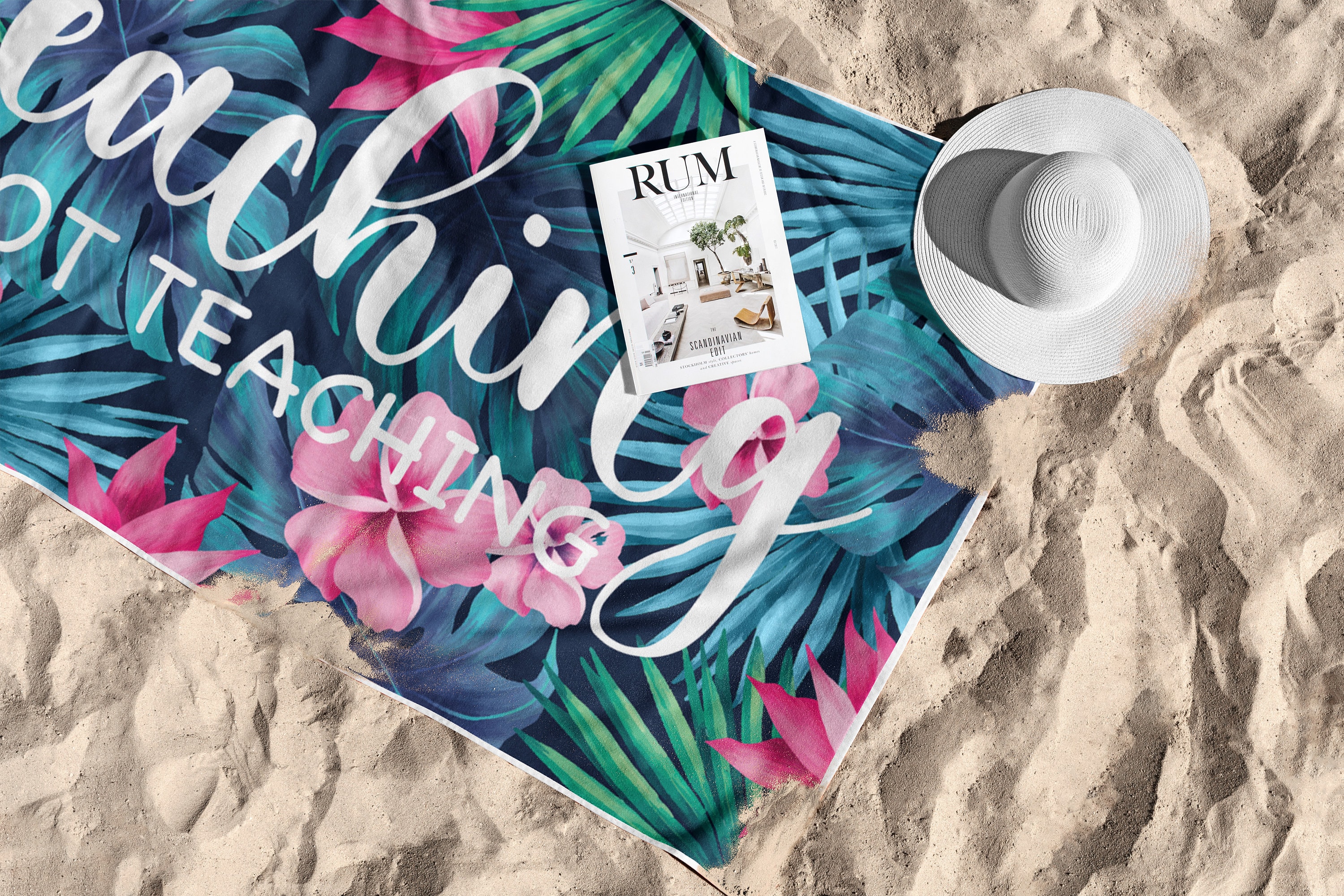 Beaching Not Teaching Towel, Teacher Beach Towel, Custom Beach Towel for Teacher, Custom Beach Towel for Women