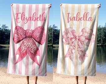 Custom Mermaid Beach Towel, Personalized Kids Towel, Name Beach Towel for Girls, Mermaid Birthday Gift, Pool Towel for Kids, Summer Towel
