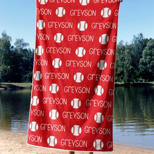 Personalized Baseball Beach Towel, Baseball Team Beach Towel, Custom Game day Beach Towel, Custom Beach Towel for Boys