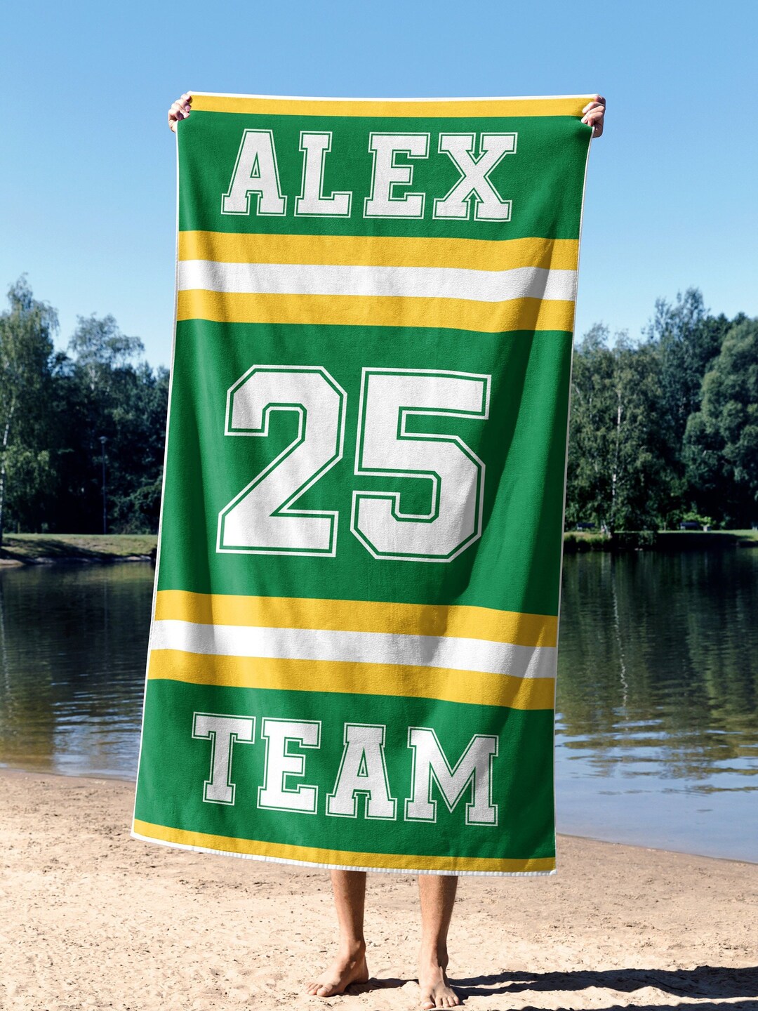 Personalized Sport Beach Towel, Custom Team Beach Towel, Custom Sport