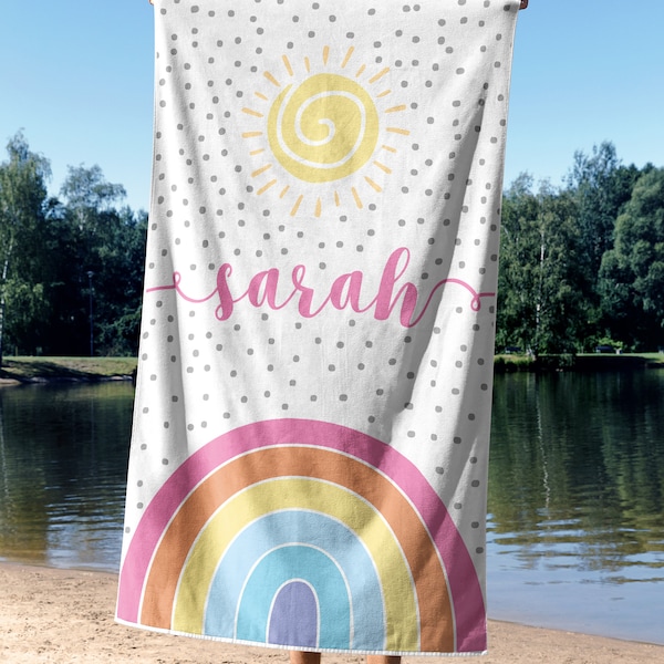 Rainbow Beach Towel Etsy