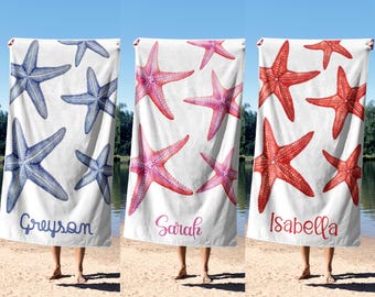 Toalla de playa personalizada con forma de estrella de mar, toalla de playa para novias, toalla de playa personalizada para mujeres, toalla de playa para niños