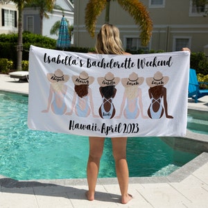Personalized Bachelorette Beach Towel, Birthday Beach Towel, Custom Bachelorette Gift, Custom Beach Towel for Bachelorette or Birthday
