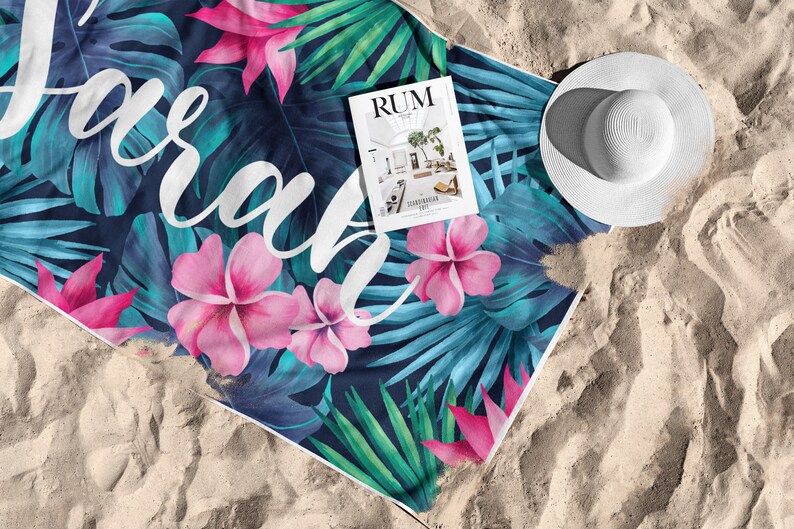 Personalized Hawaii Beach Towel Custom Name Beach Towel Etsy