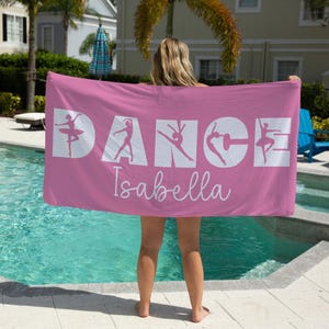 Personalized Dance Beach Towel, Personalized Dancer Towel for Girls, Ballet Summer Towel, Custom Dance Gift, Gym or Pool Towel
