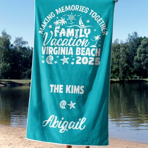 Custom Family Trip Beach Towel, Personalized Vacation Towels, Matching Family Beach Towels, Name Towels for Summer Trip, Group Travel Gift