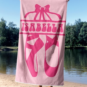 Personalized Ballerina Beach Towel, Personalized Dancer Towel for Girls, Ballet Summer Towel, Custom Dance Gift, Gym or Pool Towel