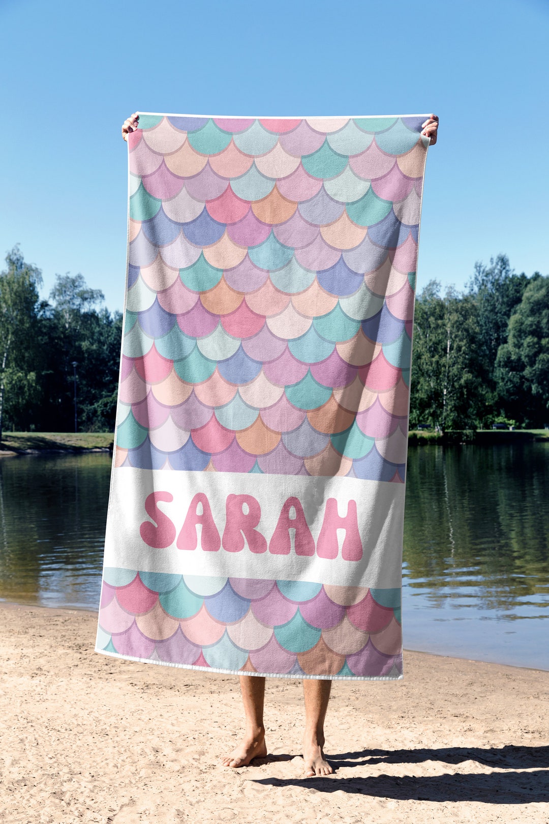 Personalized Mermaid Beach Towel, Custom Mermaid Beach Towel, Custom