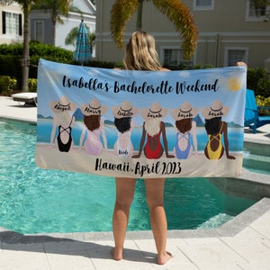 Personalized Bachelorette Beach Towel, Birthday Beach Towel, Custom Bachelorette Gift, Custom Beach Towel for Bachelorette or Birthday