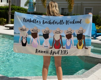 Personalized Bachelorette Beach Towel, Birthday Beach Towel, Custom Bachelorette Gift, Custom Beach Towel for Bachelorette or Birthday