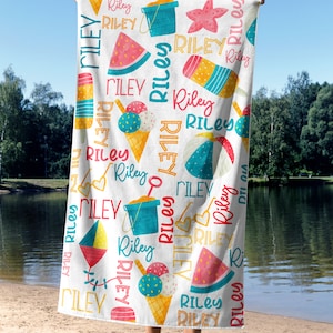 Personalized Kids Beach Towel, Towel for daughter, Beach Towel with name, beach towel for girl,