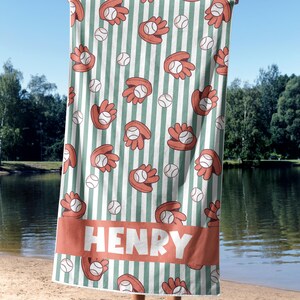 Personalized Baseball Beach Towel, Baseball Team Beach Towel, Custom Game day Beach Towel, Custom Beach Towel for Boys