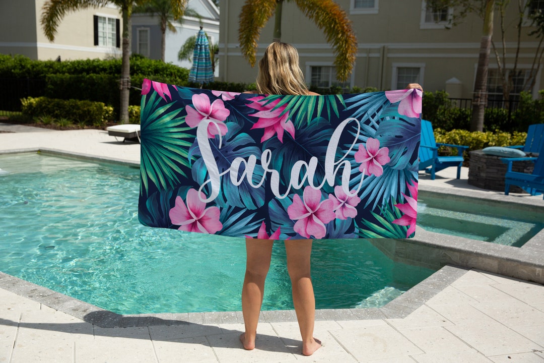 Personalized Hawaii Beach Towel, Custom Name Beach Towel, Custom Hawaii