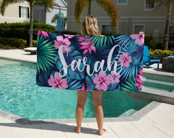 Personalized Hawaii Beach Towel, Custom Name Beach Towel, Custom Hawaii beach towel for brides, beach towel for bachelorette, womens